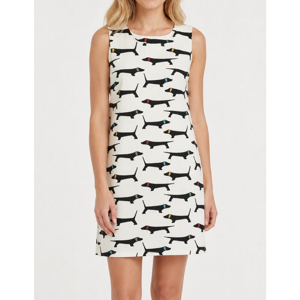 Love, Lilly Catalina Dachshund Dog Print Mod Shift Dress Sleeveless Novelty Mini